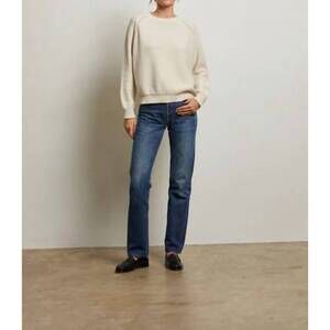 NEW PERFECTWHITETEE evie cotton raglan crewneck sweater in sugar